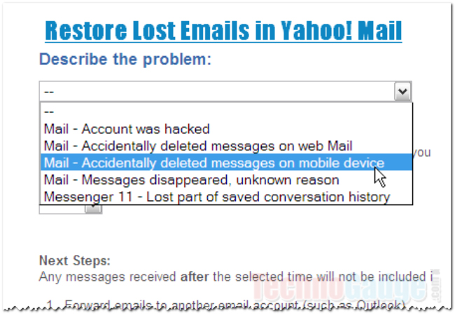 how to recover deleted trash messages from yahoo